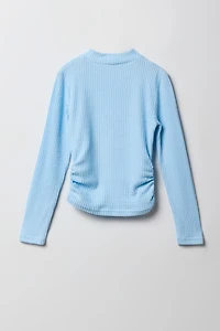 Girls Ribbed Side Cinched Long Sleeve Top