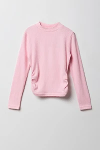 Girls Ribbed Side Cinched Long Sleeve Top