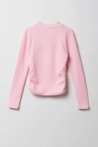 Girls Ribbed Side Cinched Long Sleeve Top