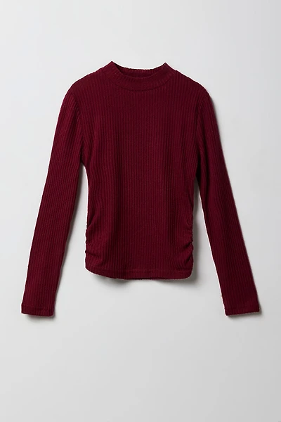 Girls Ribbed Side Cinched Long Sleeve Top