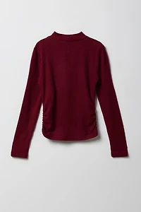 Girls Ribbed Side Cinched Long Sleeve Top