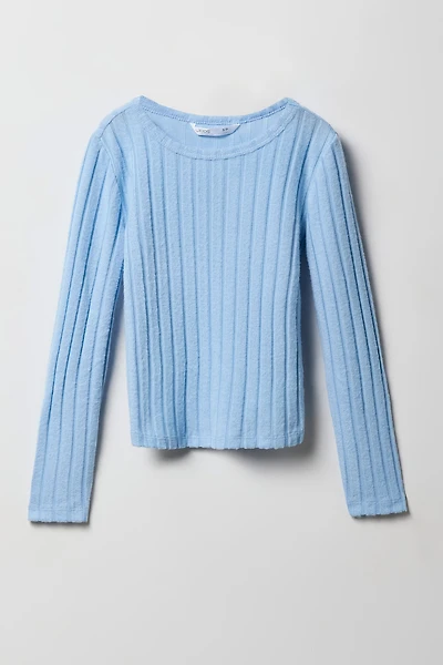 Girls Ribbed Knit Long Sleeve Top