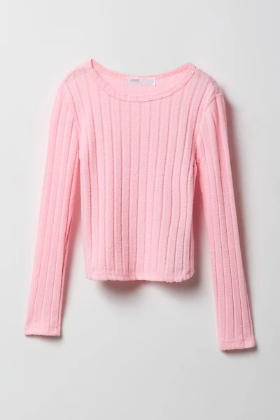 Girls Ribbed Knit Long Sleeve Top