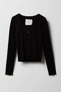 Girls Button Front Long Sleeve Top & Cami 2 Piece Set