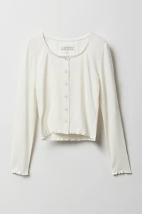 Girls Button Front Long Sleeve Top & Cami 2 Piece Set