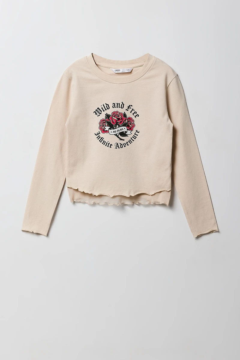 Girls Graphic Layered Long Sleeve Top