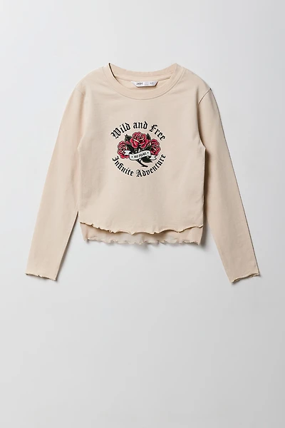 Girls Graphic Layered Long Sleeve Top
