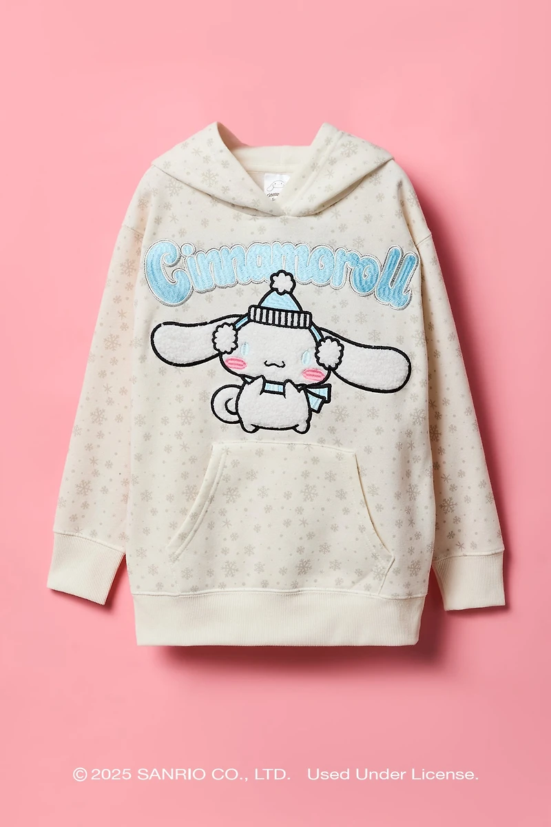 Haut à capuchon en molleton avec motif brodé Cinnamoroll™ chenille pour fille