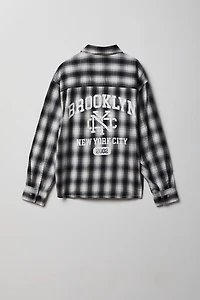 Boys Graphic Plaid Flannel Button-Up Top