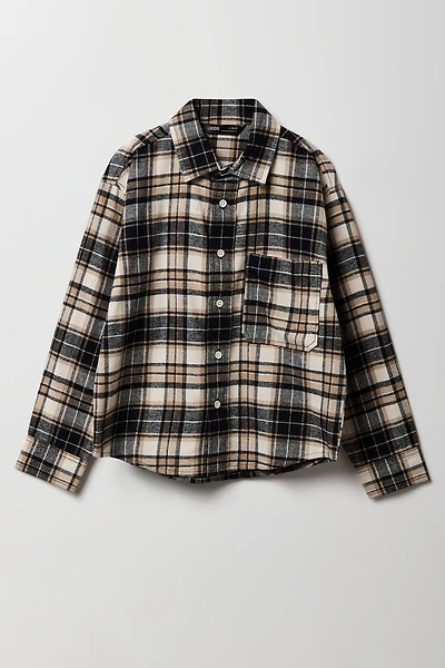 Boys Plaid Flannel Button-Up Top