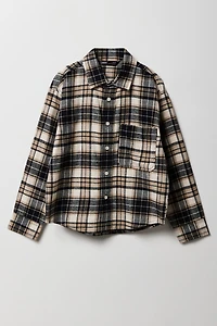 Boys Plaid Flannel Button-Up Top