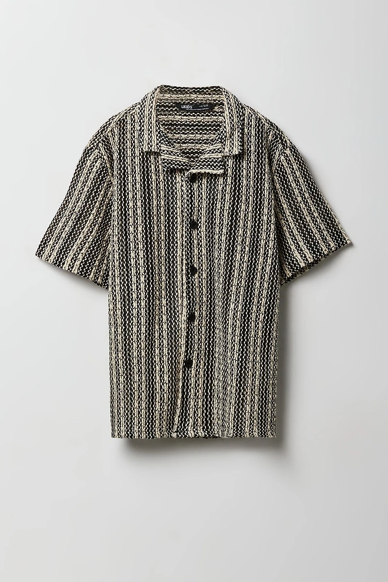 Haut en tricot texturé boutonné pour garçons