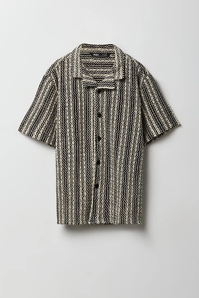 Haut en tricot texturé boutonné pour garçons