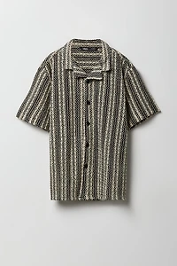 Haut en tricot texturé boutonné pour garçons