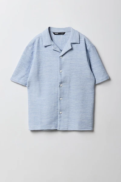 Boys Textured Collared Short Sleeve Top