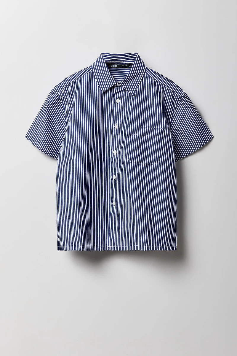 Boys Striped Button-Up Boxy Top