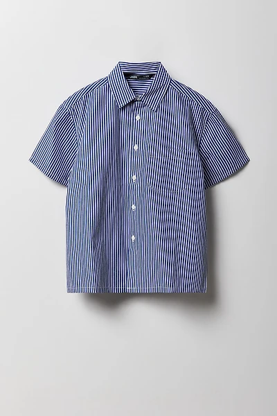 Boys Striped Button-Up Boxy Top