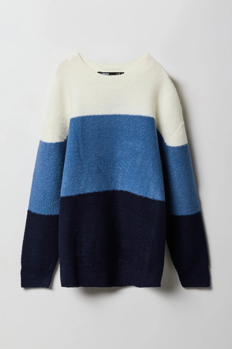 Chandail en tricot mousseux à blocs de couleurs pour garçons
