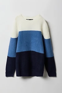 Chandail en tricot mousseux à blocs de couleurs pour garçons