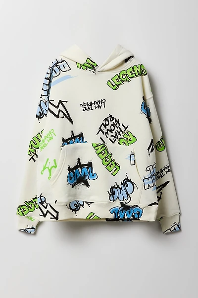 Kids Graffiti Print Fleece Hoodie