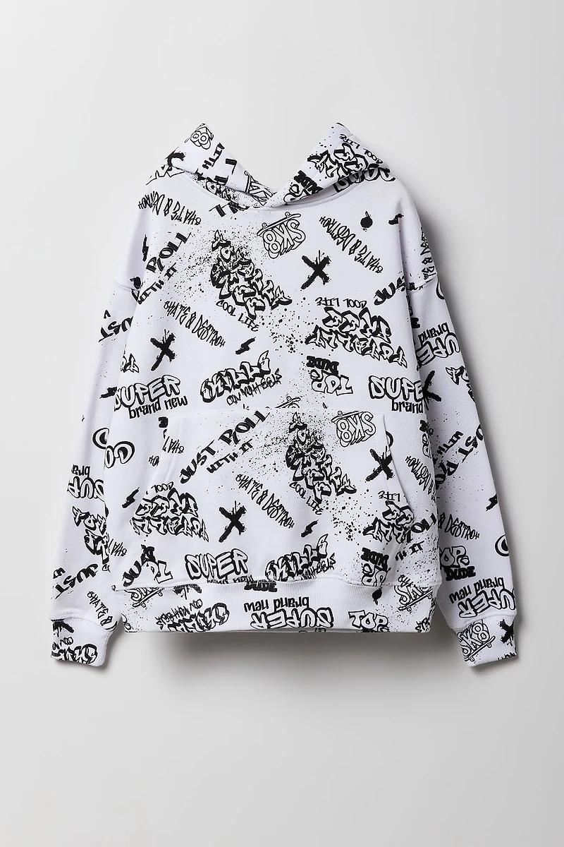 Haut à capuchon en molleton avec imprimé graffitis Skate pour enfants