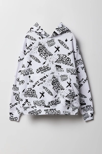 Haut à capuchon en molleton avec imprimé graffitis Skate pour enfants