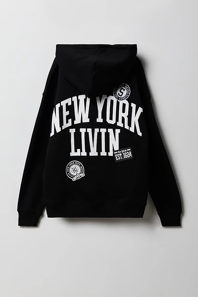 Kids NYC Graphic Embroidered Fleece Hoodie