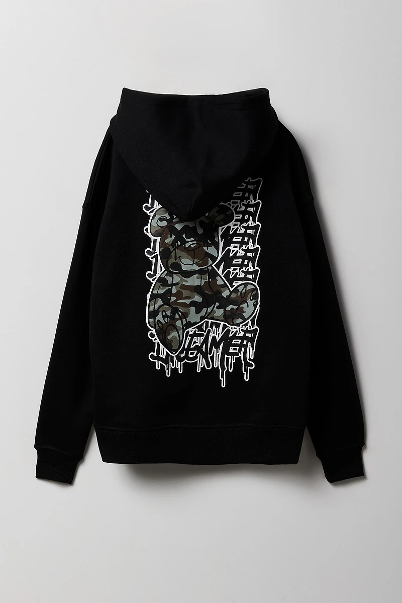Kids Graffiti Bear Graphic Fleece Hoodie
