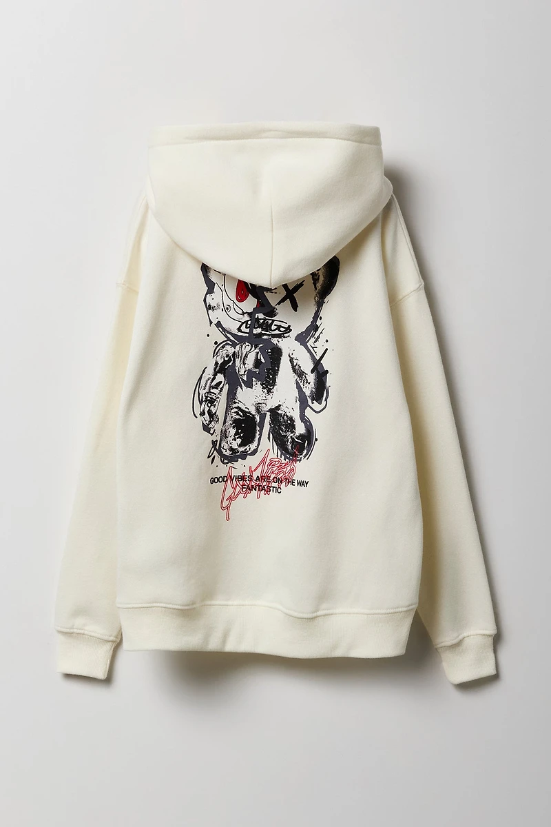 Kids Good Vibes Bear Graphic Fleece Hoodie