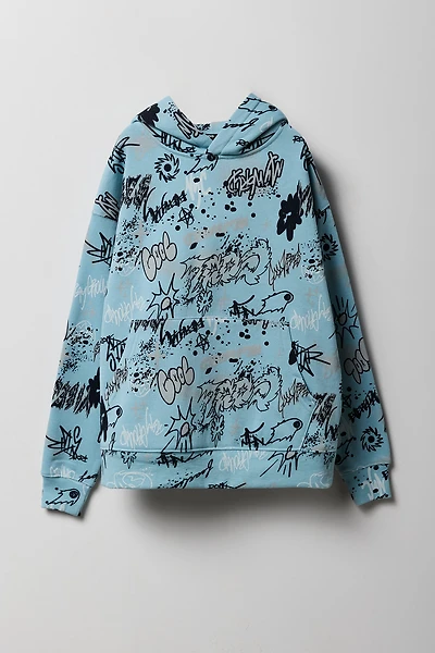 Kids Graffiti Print Fleece Hoodie