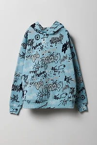 Kids Graffiti Print Fleece Hoodie