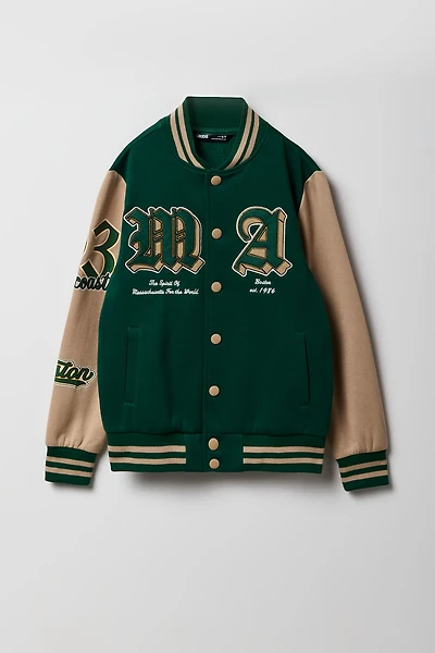 Kids City Embroidered Fleece Varsity Jacket