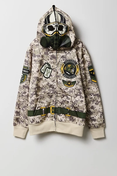 Kids Army Print Full Zip Hoodie