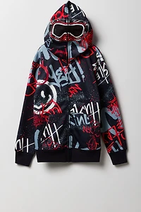 Kids Graffiti Print Full Zip Hoodie