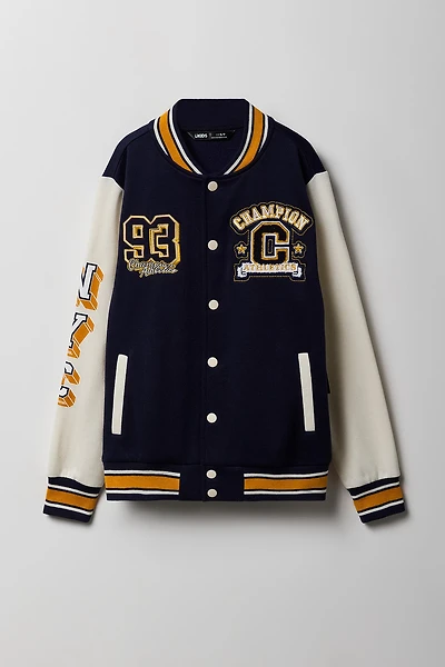 Blouson de collégien en molleton à broderie chenille pour garçons