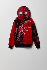 Boys Spider Web Peeper Zip-Up Fleece Hoodie