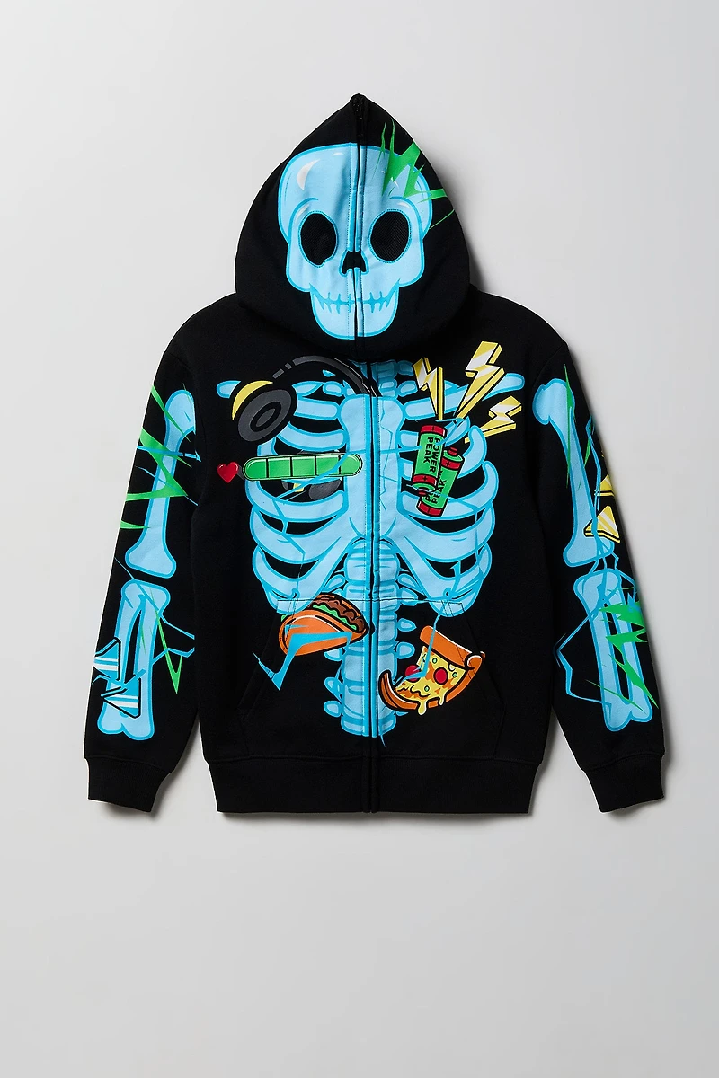 Boys Skeleton Peeper Zip-Up Fleece Hoodie