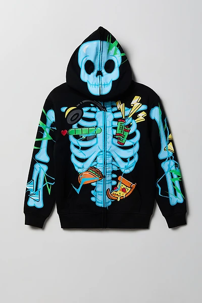 Boys Skeleton Peeper Zip-Up Fleece Hoodie