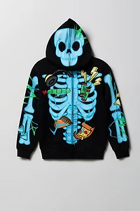 Boys Skeleton Peeper Zip-Up Fleece Hoodie