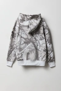 Haut à capuchon en molleton avec empiècement motif camouflage pour enfant