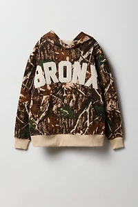 Haut à capuchon en molleton avec empiècement motif camouflage pour enfant