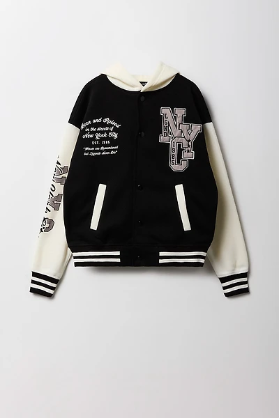 Blouson collégien en molleton à broderie pour enfants