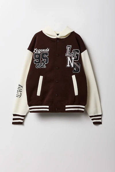 Blouson collégien en molleton à broderie pour enfants