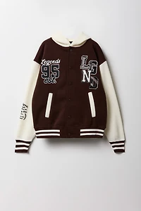 Blouson collégien en molleton à broderie pour enfants