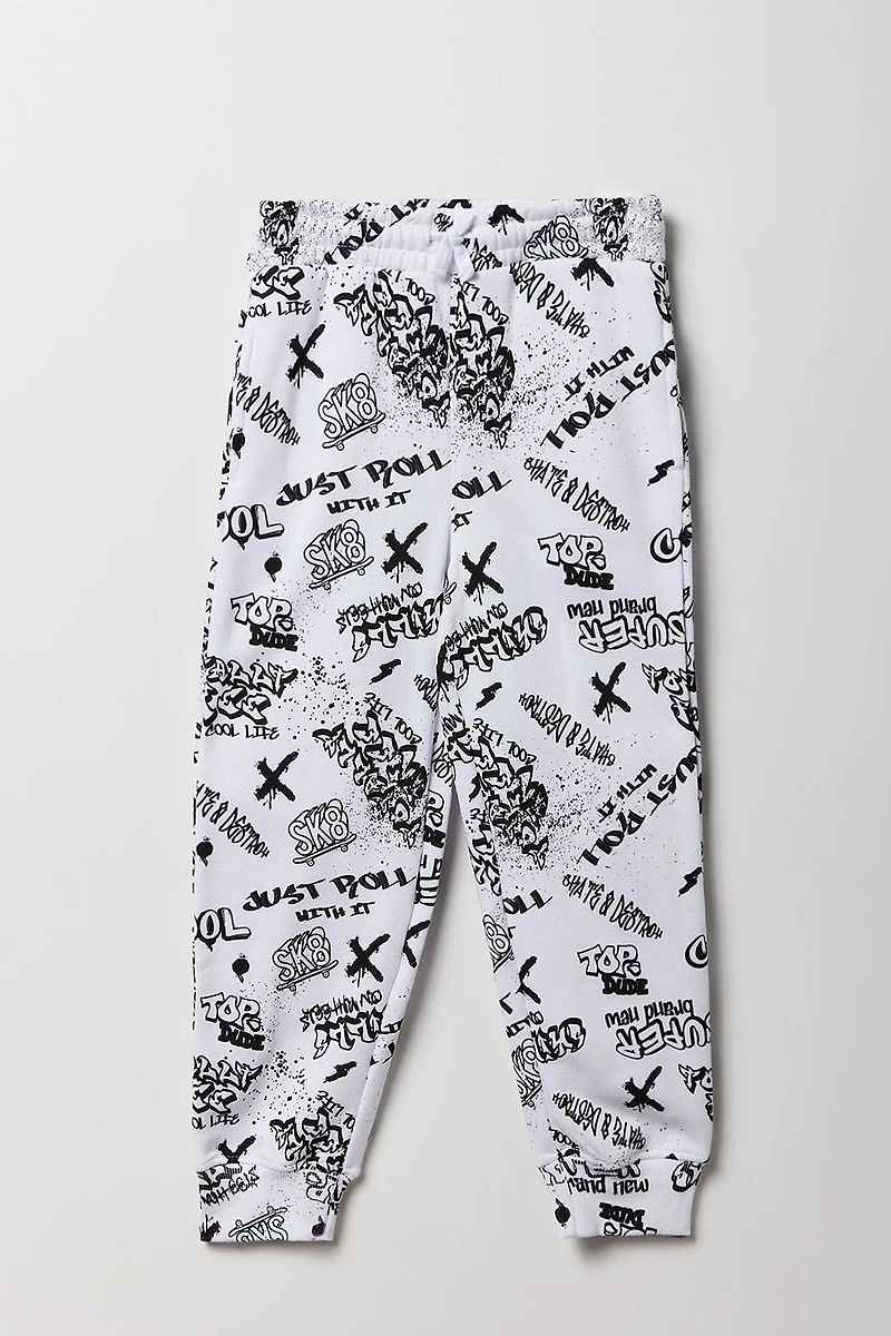 Kids Graffiti Skate Print Fleece Jogger