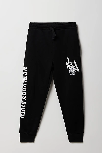 Jogger en molleton avec motif brodé NYC pour enfants