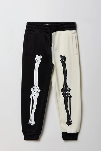 Kids Two Tone Skeleton Graphic Fleece Jogger