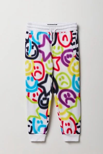 Jogger en molleton à imprimé Smiley néon pour enfants