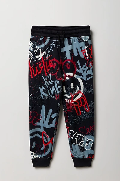 Kids Graffiti Print Fleece Jogger