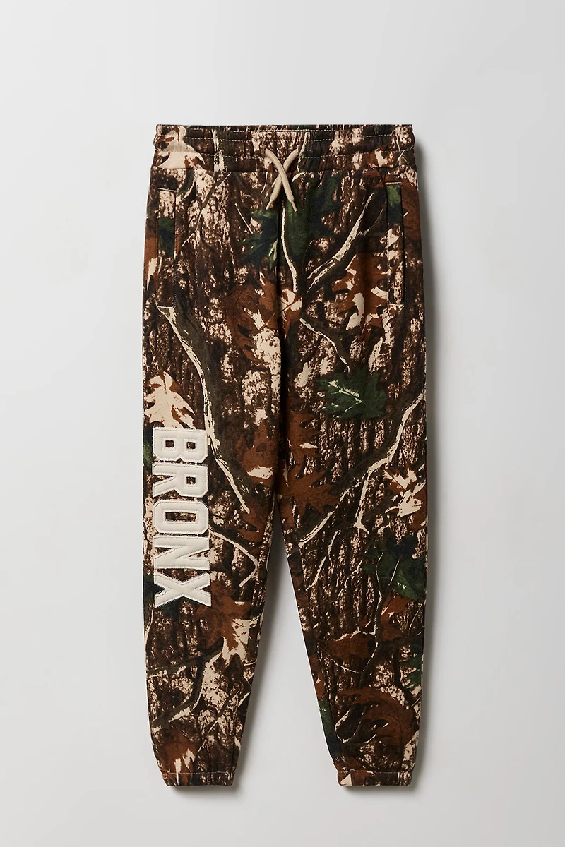 Jogger en molleton avec empiècement à motif camouflage pour enfant